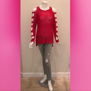 Slashed Sleeve Knit Sweater